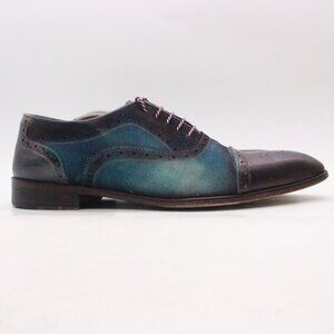 Paul Parkman Men's Size EU 46 Shoes Blue Suede Brown Oxford Shoes